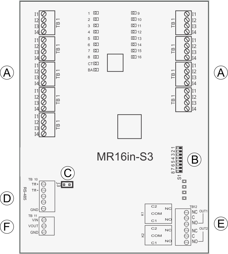 MR16in-S3-Einheit mit Verbindungen