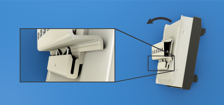 Fixation de l'appareil Synergis Cloud Link sur un rail DIN.