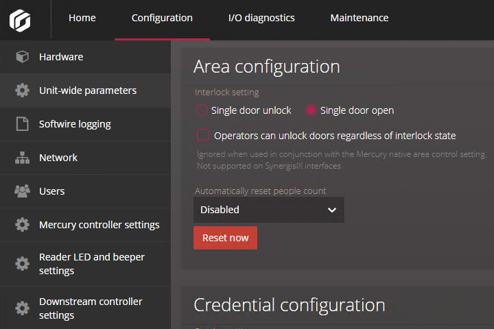 Seite „Parameter“ für alle Einheiten im Synergis™ Appliance Portal.