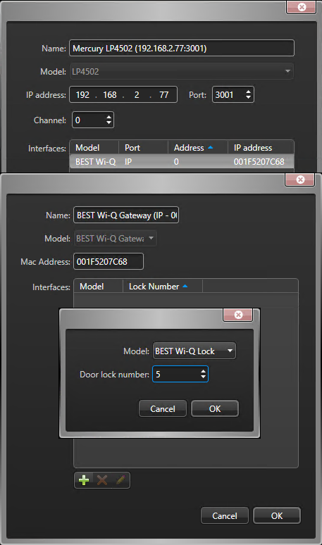 Dialog box to add the BEST Wi-Q lock to a gateway in Config Tool.