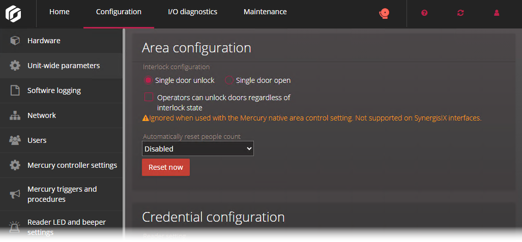 Unit-wide parameters page in the Synergis Appliance Portal.