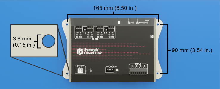 Synergis Cloud Link mounting dimensions.