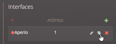 The icon for cloning interface modules highlighted in the Interfaces column of the hardware configuration tree.