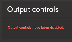 Output controls section of the Unit-wide parameters page in the Synergis Appliance Portal after output controls have been disabled.